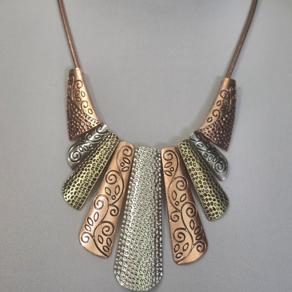 Mixed Metal Tones Bib Necklace